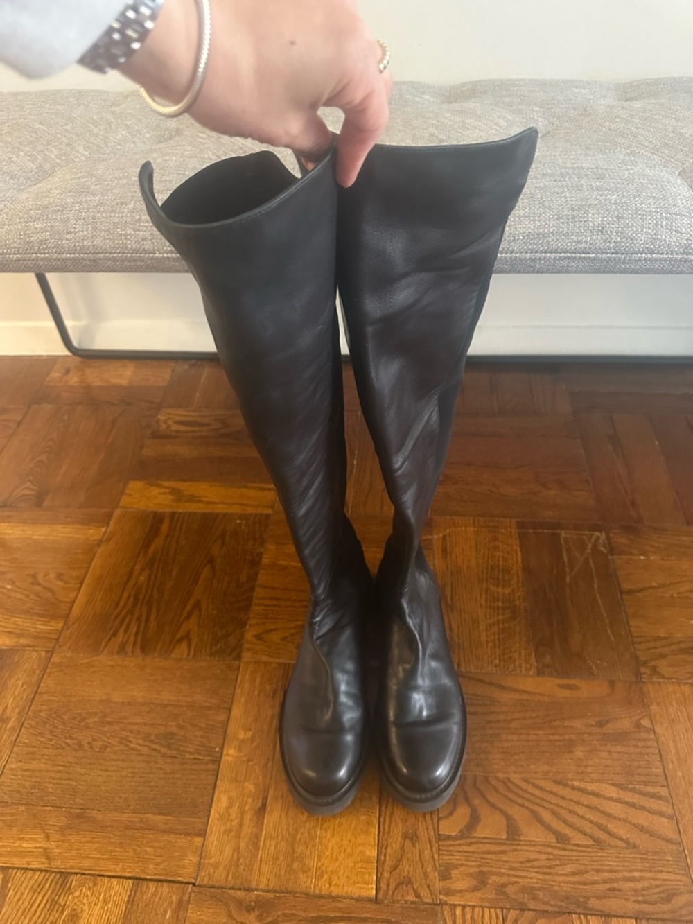 Stuart Weitzman Black Over-the-Knee Leather Boots